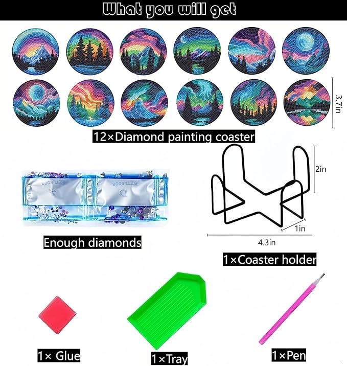 Bulerrylulu 12 Pcs Landscape Diamond Painting Coasters Kits - Image 2