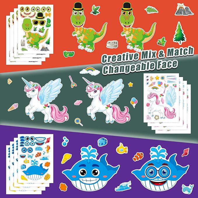 48 Sheets Create Funny Mixed Animals Stickers, Make a Face Stickers - Image 2