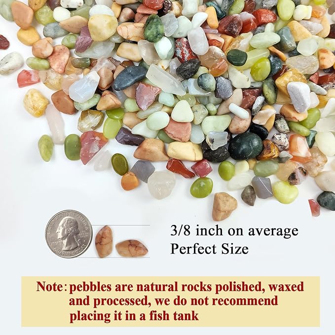 FANTIAN 10 lbs Small Succulent Rocks, 3/8 Inch Colorful Polished Pebbles - Image 2
