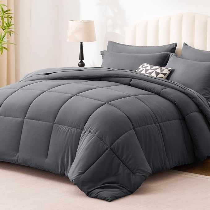 Love's cabin Twin XL Comforter Set Soot Grey, 5 Pieces Twin XL Bed in a Bag - Image 2