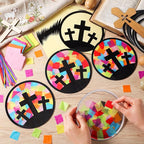 Eersida 32 Sets VBS Cross Suncatcher Craft Kit Christian Religious DIY Stained - Image 2