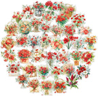 50pcs Red Flower Stickers for Scrapbooking by YOKSAS