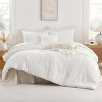 Andency White California King Comforter Set, Boho Cal King Soft Warm Tufted - Image 2