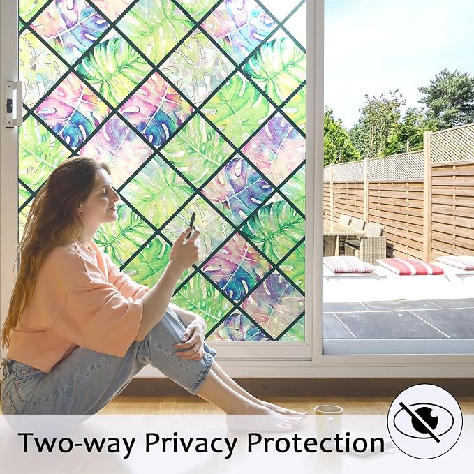 Window Privacy Film, Static Cling Stained Glass Window Film Decorative - Image 3