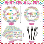 200pcs Thank You Plates Napkins We Appreciate You Party Tableware Set Teacher - Image 2