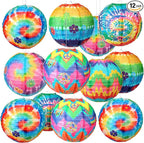 Panelee 12 Pcs Tie Dye Party Decorations Paper Lanterns 8 Inch Hanging Round by Panelee
