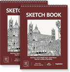 9" x 12" Sketch Book, Acid Free Artist Drawing Book Paper, Art Supplies by Hapikalor