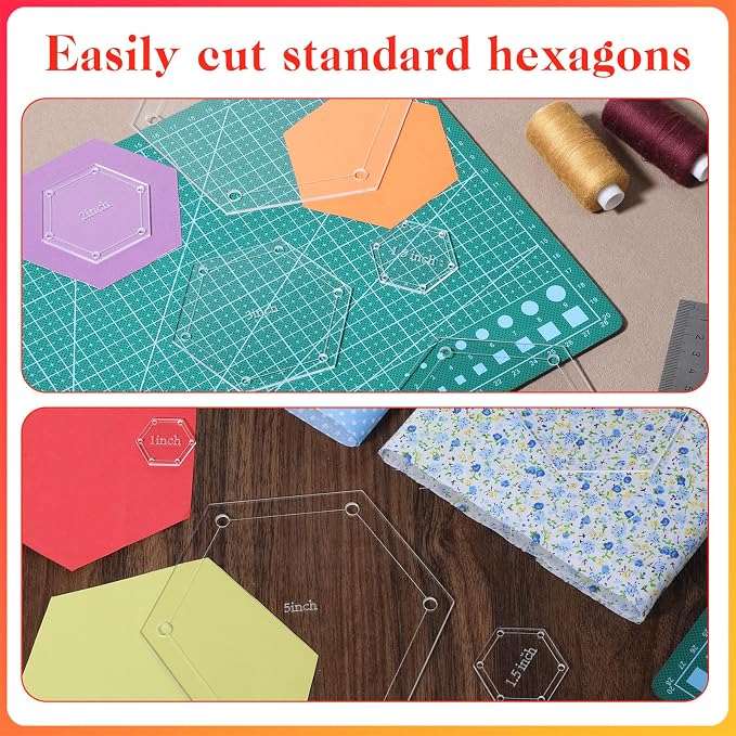 6 PCS Hexagon Templates Quilting Acrylic Templates Set, Diameter Hexagon Ruler - Image 5