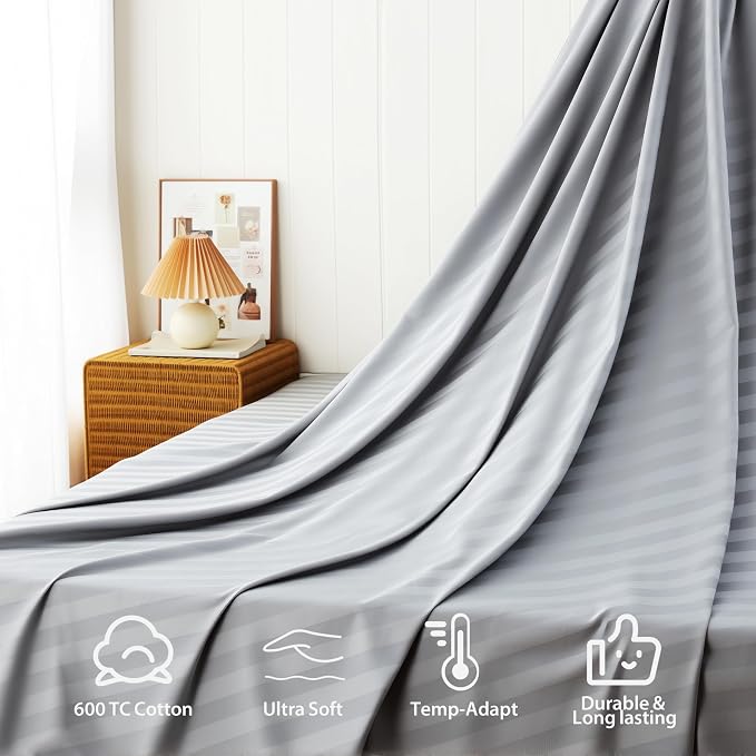Cotton Flat Sheets Only, 600 TC 100% Cotton Flat Sheet Top Sheet Only, Twin - Image 4