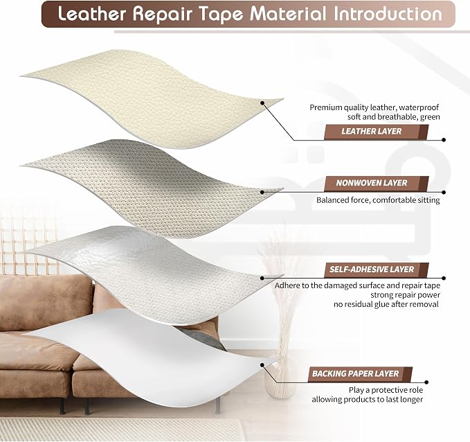KING MOUNTAIN Leather Repair Patch, 4 x 63 Inches self Adhesive Leather Repair - Image 3