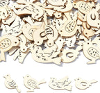 200 Pcs Unfinished Wooden Bird Cutouts Wood Animals Shapes Blank Wood Slices by URURLIFEHALL