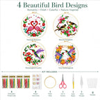 Zhenqing Cross Stitch Kit for Beginners 4 Pack Bird Floral Embroidery Kit 11CT - Image 2