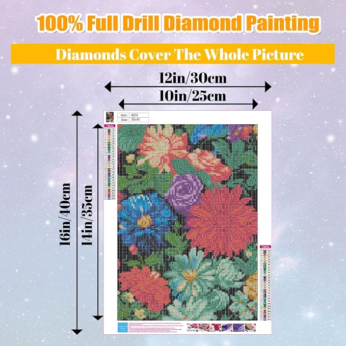 Ausanrl Square Diamond Painting-Flowers Square Drill Diamond Painting, Square - Image 4
