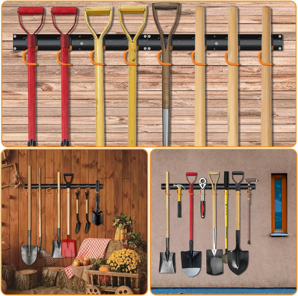 3-H 24×16" All Metal Garden Tool Organizer, Garage Tool Organizer, Broom Holder Wall Mount for Garage, Shed, Garden, Basement Hanging and Organizing Rake, Mop, Shovel, Hose