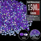 1500pcs 6mm Resin Rhinestones Bulk, Dark Purple AB Flatback Round Jelly - Image 2