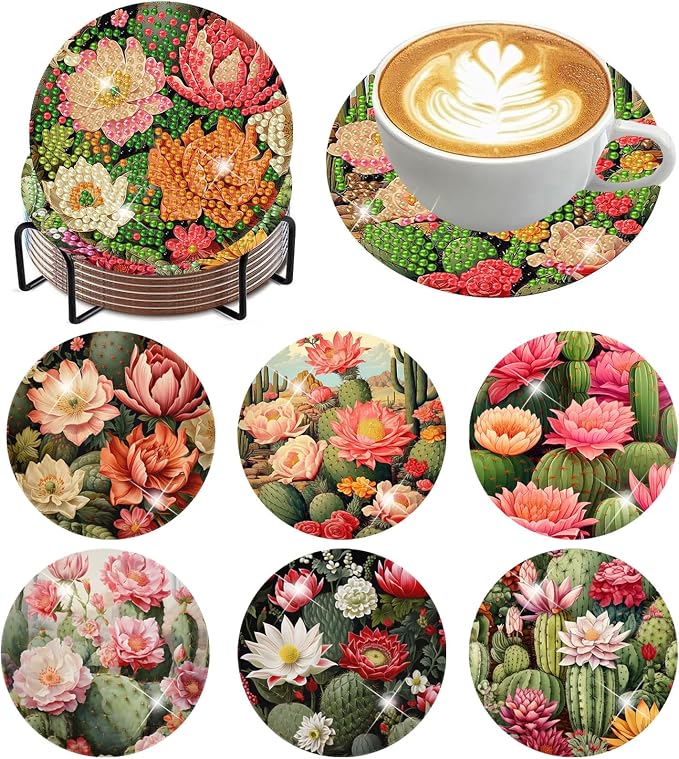 ijbnhd Cactus Diamond Painting Coasters Kit by ijbnhd
