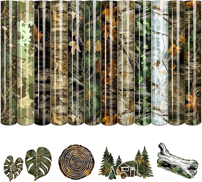 Tintnut Tree Leaf Heat Transfer Vinyl, 12 Sheets 12"x10" Iron on Vinyl | Nature by Tintnut