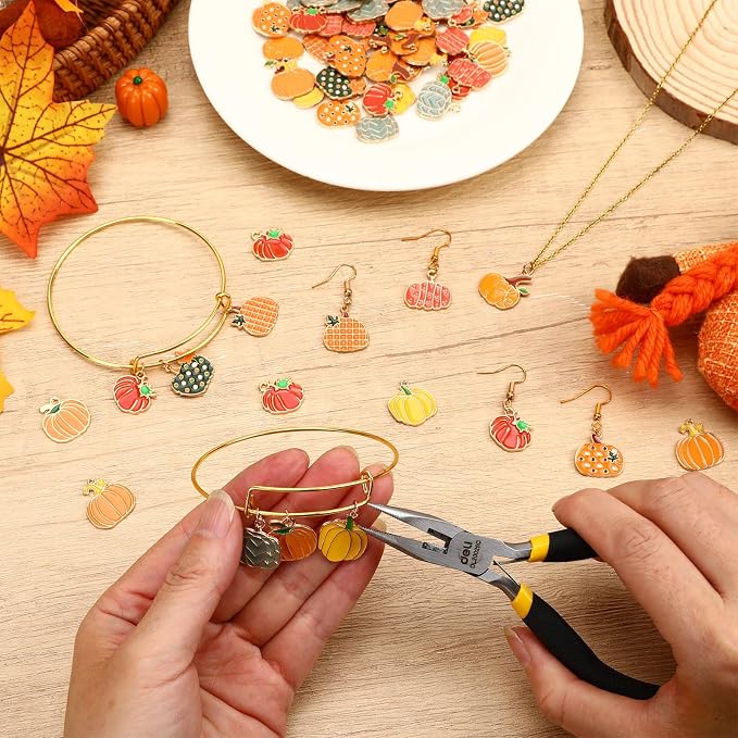 SANNIX 90 Pcs Pumpkin Charms for Jewelry Making, Thanksgiving Fall Pumpkin - Image 5