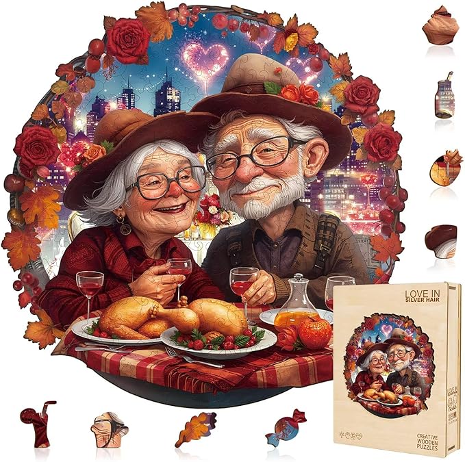 Romantic Grandma Grandpa Love Senior Couple Puzzles Adults Gifts by Jollitot