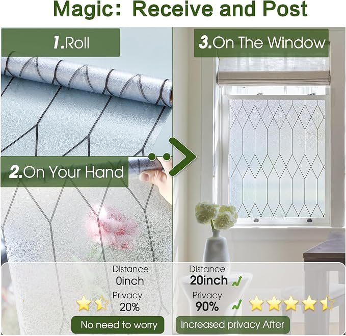 Windimiley Window Privacy Film Stained Glass Static Clings, Bathroom Frosted - Image 5