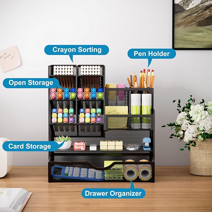 Marbrasse Mesh Pen Holder for Desk, Desk Organizers and Accessories for Office - Image 2