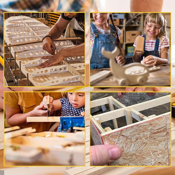 120Pcs Balsa Wood Sticks, Wood Strips Balsa Square Wooden Dowels Hardwood - Image 6