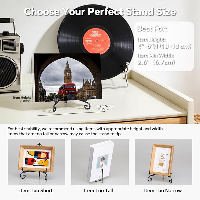Artliving Plate Stands for Display, 4 Inch Black Iron Easel Plate Display Photo - Image 6