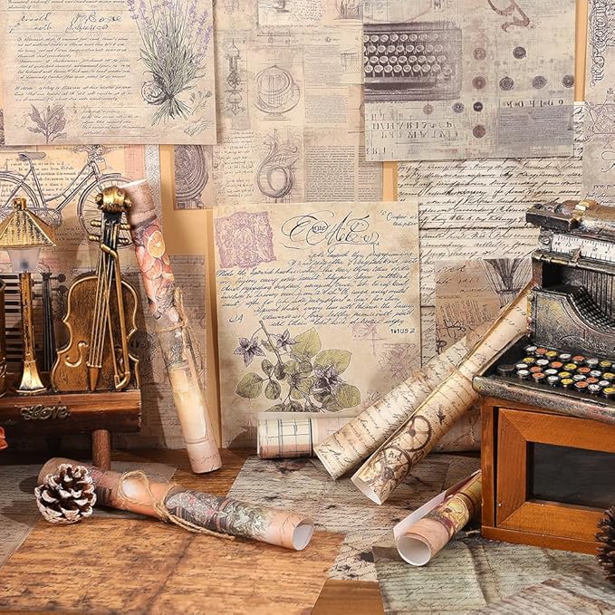 icceemee 160 Sheets of Retro Manuscript Scrapbook Paper, journaling Scrapbook - Image 2