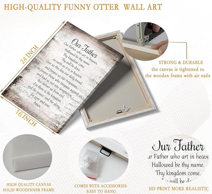 YOXORDQ Our Father Prayer Canvas Wall Art-Canvas Wrapping 16x24in | Christian - Image 3