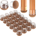 Chair Leg Floor Protectors Large 24Pcs,Silicone Chair Leg Protectors for Hardwood Floors/Tiles,360°Wrapped Felt Bottom to Prevent Scratch and Reduce Noise, Round Clear