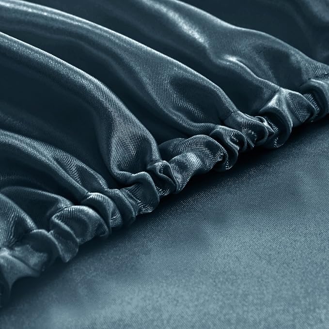 Homiest Deep Sea Blue Satin Fitted Sheet Twin Size, Deep Pocket, Luxury & Ultra - Image 5