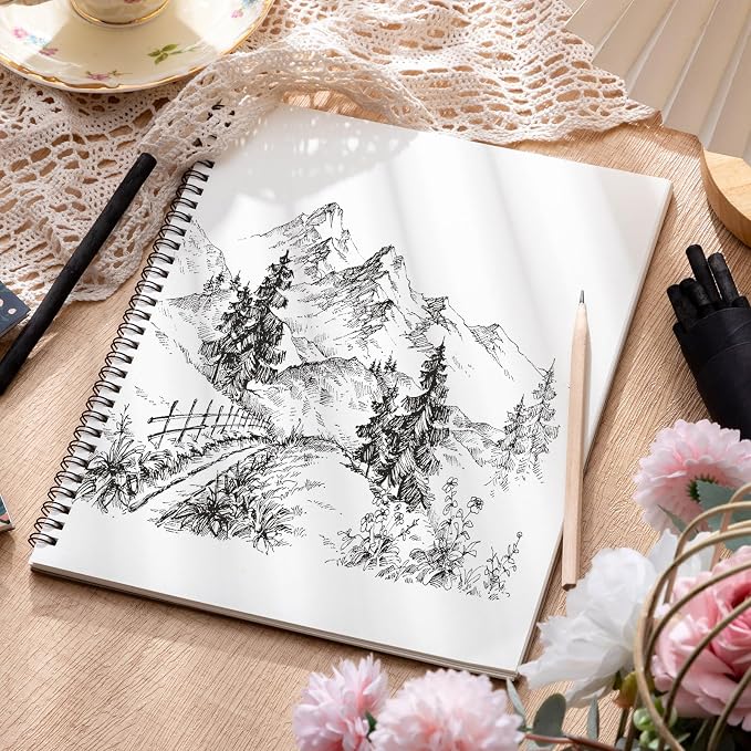 4 Pack Sketch Book, 8.5 x 11Inch Sketchbook, 68lb/100gsm Spiral Bound Sketch Pad - Image 5