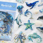 50PCS Marine Animal Stickers Aesthetic Transparent PET Sticker Gold foil - Image 2