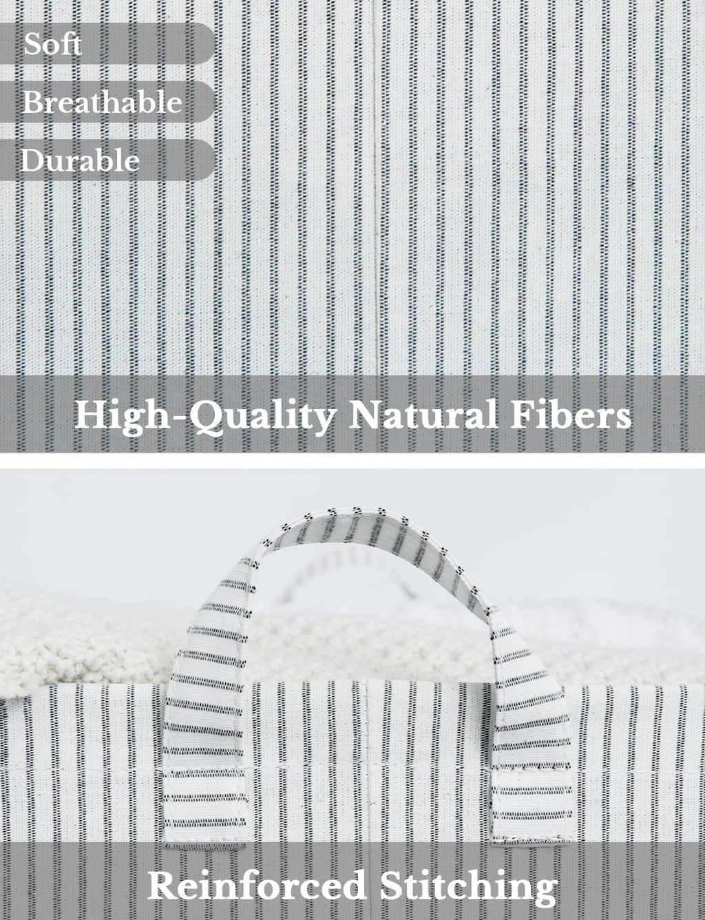 StorageWorks Storage Bins, Fabric Storage Bins for Shelves, Storage Baskets with Metal Frame, Closet Baskets and Bins with Handles, Khaki and Beige Stripes, 2-Pack