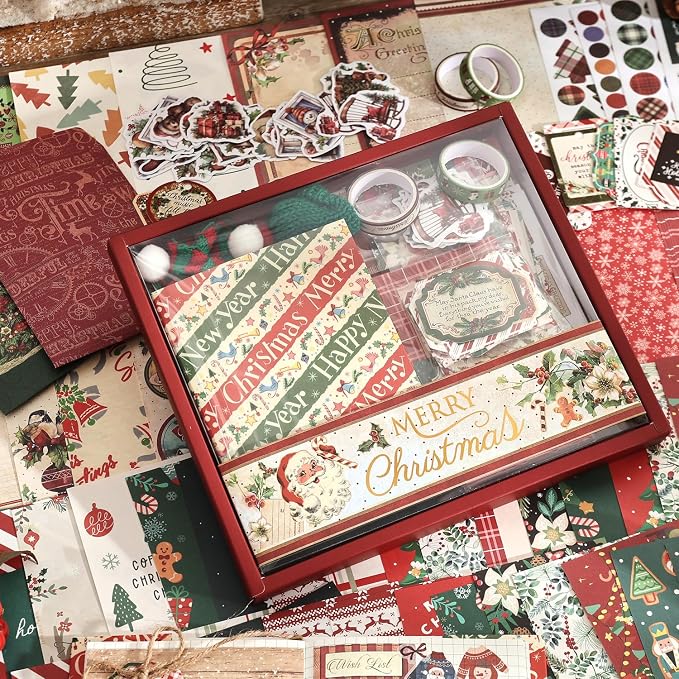 Christmas Scrapbooking Supplies Kit, Aesthetic New Year Festival Scrapbook Kits - Image 4