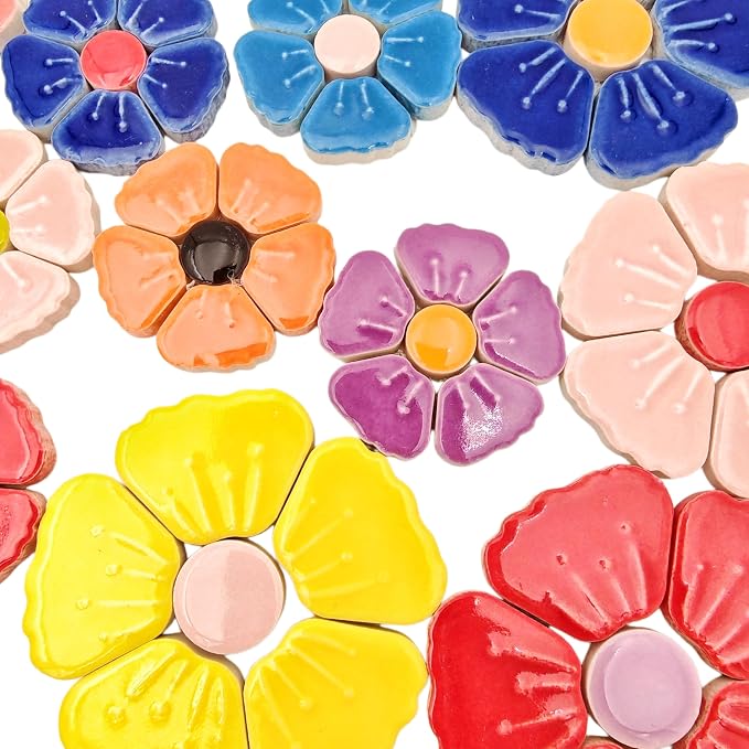 1.1lb Ceramic Mosaic Tiles, Mixed Colour Ceramic Mosaic Pieces - Image 3