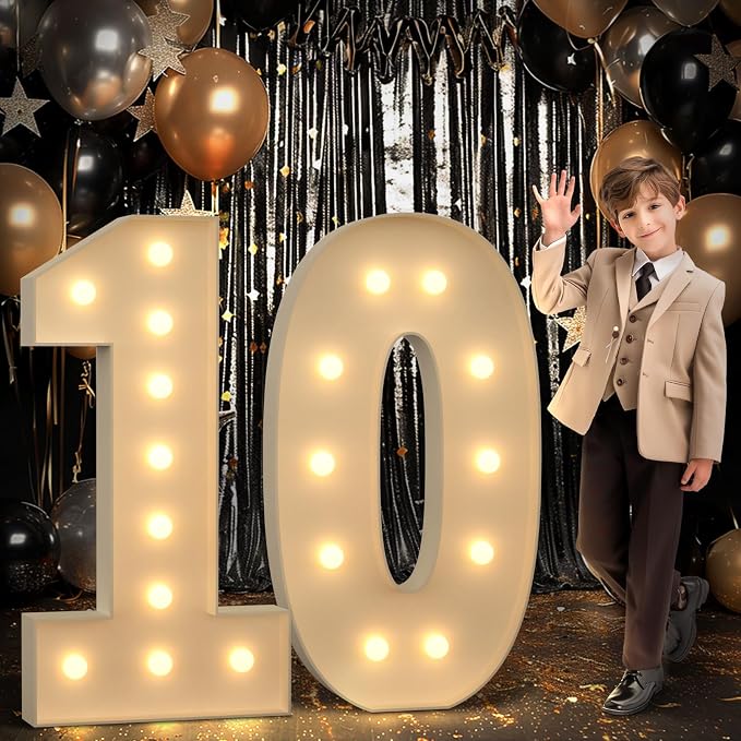 imprsv 4FT Marquee Numbers 10 Light up Number 10th Birthday Decorations Large by Letsmakeitimpressive