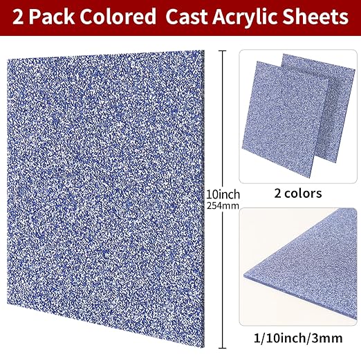 2 PCS 10 x 10 inch Glitter Colored Plexiglass Acrylic Sheets - Image 2