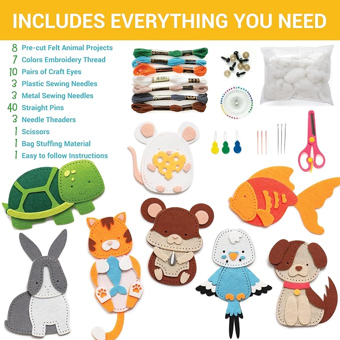 Craftorama Sewing Kit for Kids, Fun and Educational Pets Craft Set for Boys and - Image 2