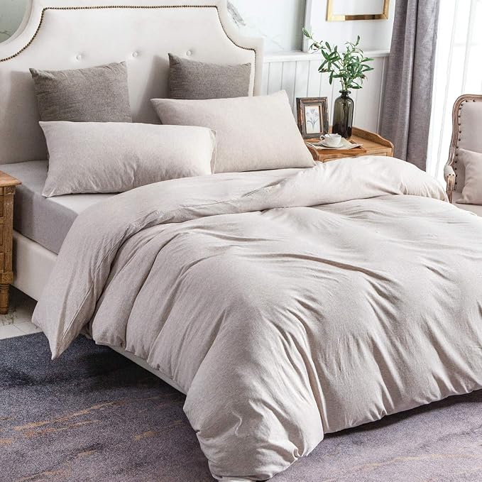 PURE ERA Jersey Knit Duvet Cover Set 100% T-Shirt Cotton Super Soft Comfy 2pc - Image 6