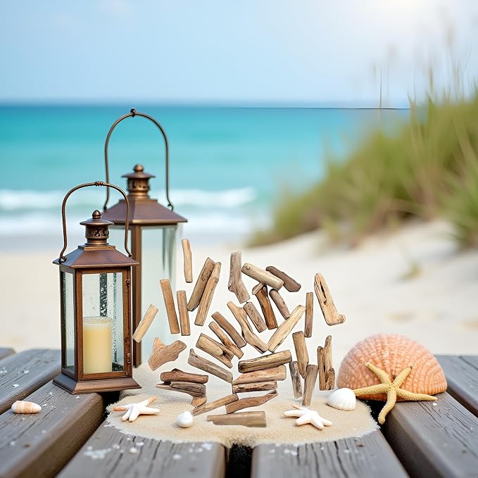 20 Pcs Natural Driftwood Pieces Branch Slices Craft Sticks Beach Decor - Image 6