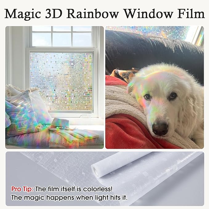 Windimiley Rainbow Window Privacy Film, 3D Stained Glass Christmas Decorative - Image 6