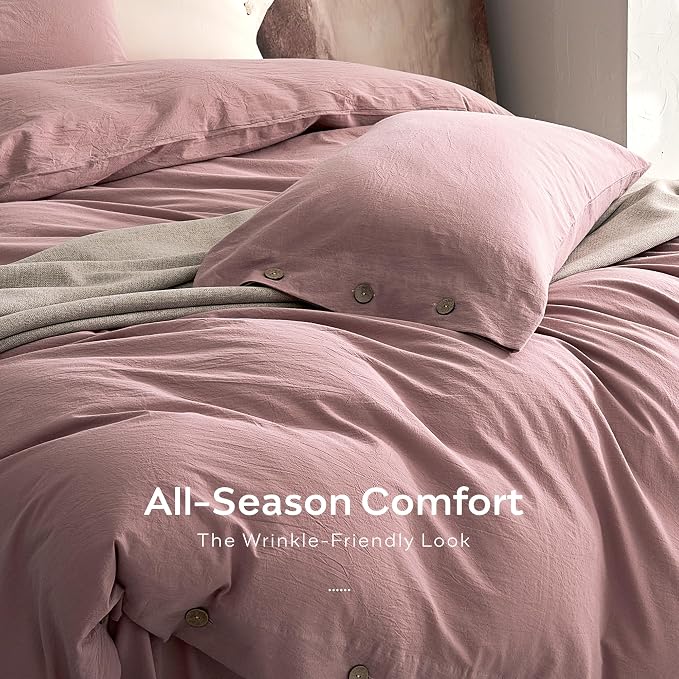 JELLYMONI 100% Washed Cotton Duvet Cover Twin – Soft, Breathable Linen-Look - Image 5