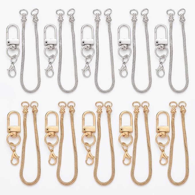 10PCS Beadable Keychain Bars Mixed Color Chain Keychains Key Chain Making Kit by PIPITREE