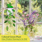 Fake Hanging Plants Greenery Stained Glass Plant Window Hanging Handmade Green - Image 5
