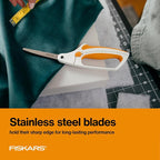 Fiskars Easy Action Scissors, No. 8, Spring-Assisted & SoftGrip Bent Handle - Image 7
