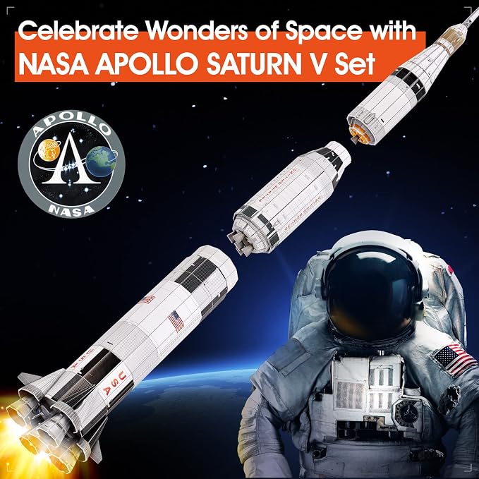 CubicFun NASA Apollo Saturn V 3D Rocket Puzzle Kit, 136 Pieces, Ages 8+ - Image 2