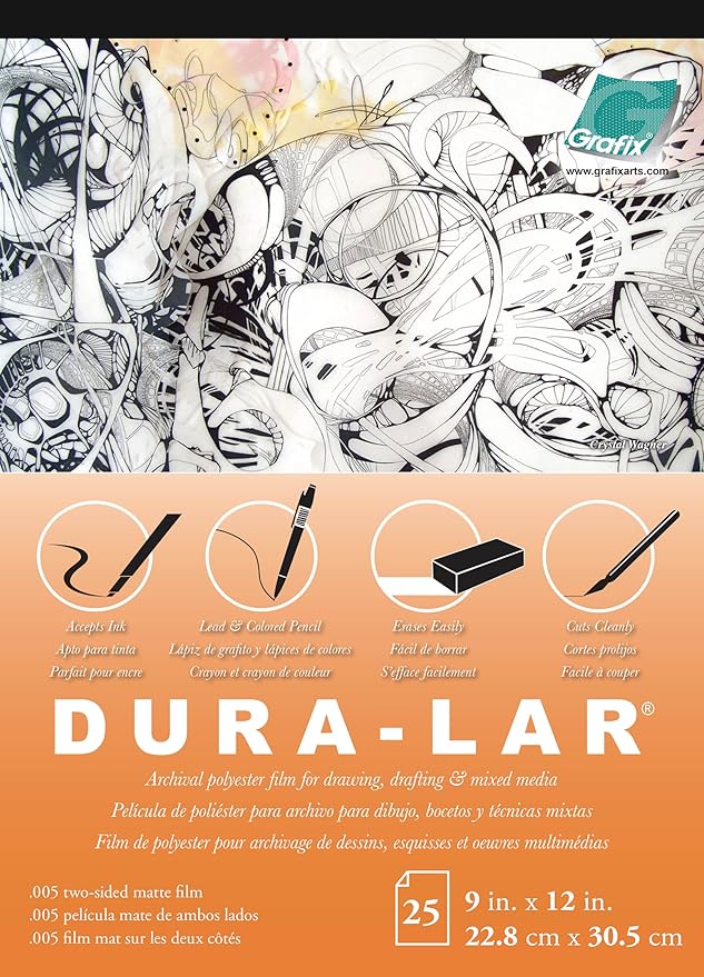 Grafix Dura-Lar 0.005" Film, Translucent 9"x12", Economical Alternative to by Grafix