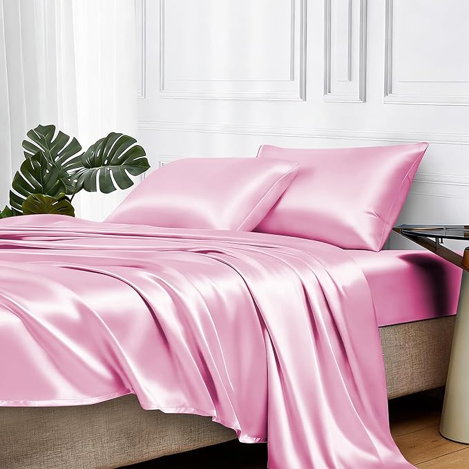 MR&HM Satin Bed Sheets, King Size Sheets Set by MRHM
