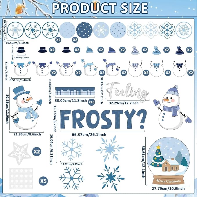 Justforjoyful Winter Bulletin Board Decoration Winter Snowman Cutouts DIY Photo - Image 2